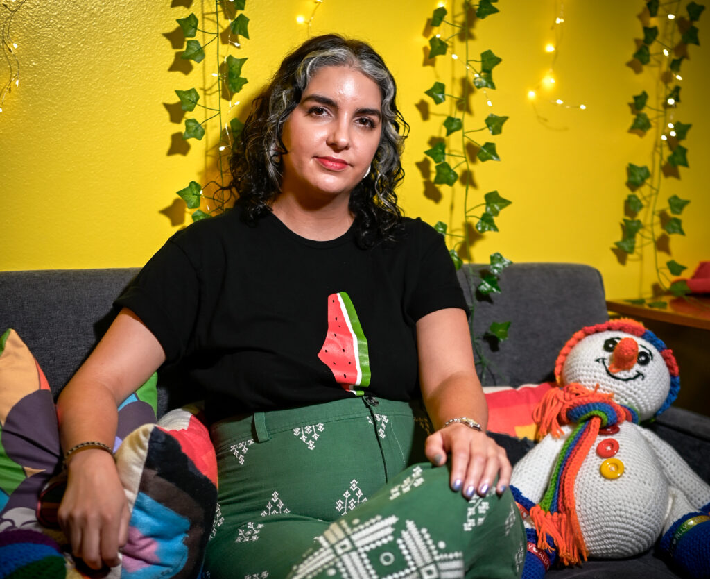 An avid crocheter since childhood, Dr. Suraya Khan, co-advises SAC's Heart of Yarn club. Photo by A. De Leon.