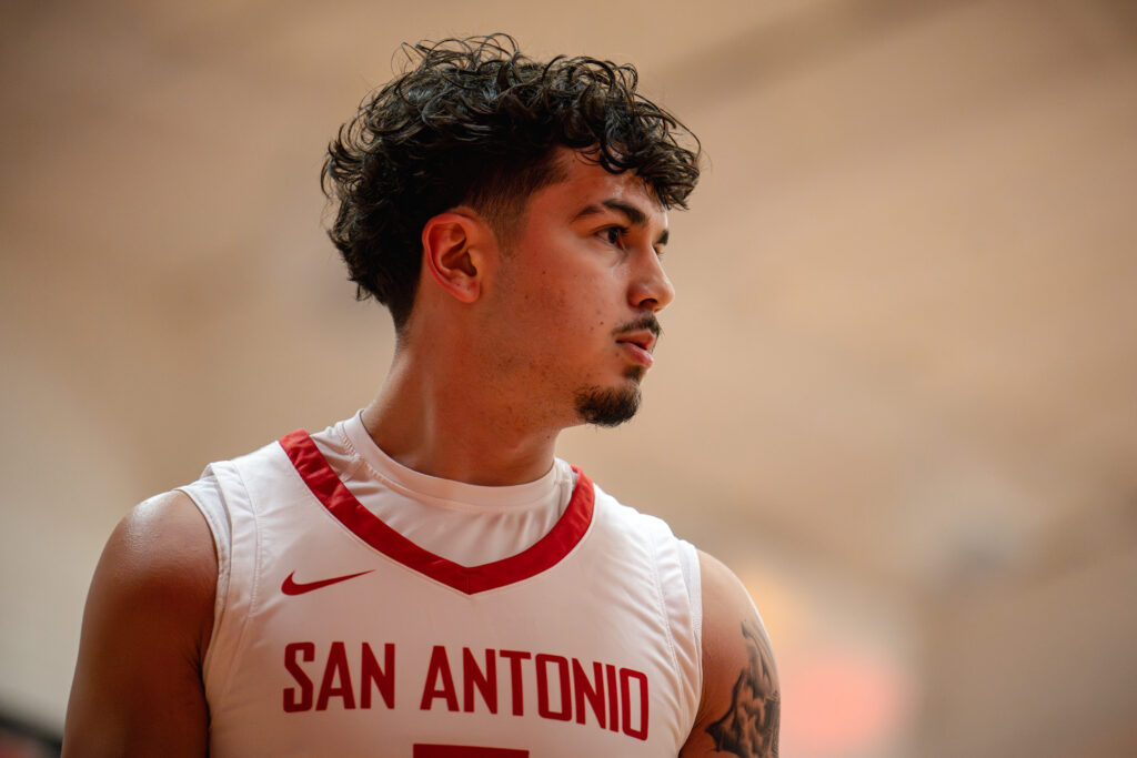 Armadillos guard Arian Elizondo had a strong game on both sides of the court against the Northeast Lakeview Nighthawks at the Candler Physical Education Center Oct. 2. Photo by A. De Leon.