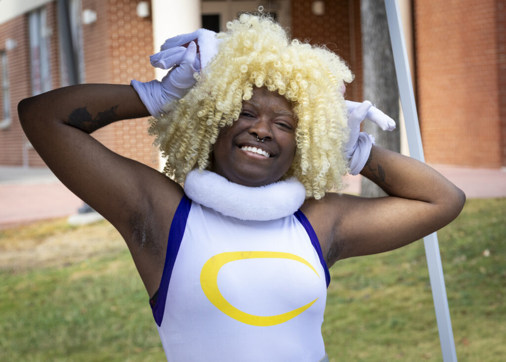 A student shows off their costumes at SAC’s Screamfest Halloween celebration Thursday. Photo by Natalia Edwards.