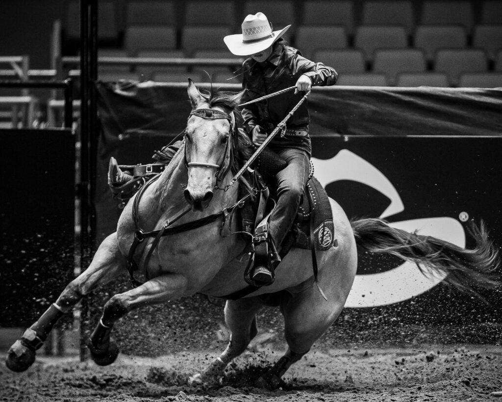 Youth barrel racer finishes her race at the San Antonio Stock Show and Rodeo. Feb 12th. Photo by A. De Leon.