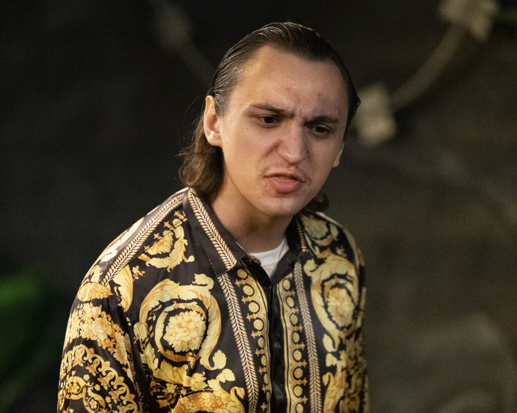 Joshua Medina portrays King Duncan in SAC’s production of a Narcos-inspired Macbeth. Photo by Janelle Alemán.