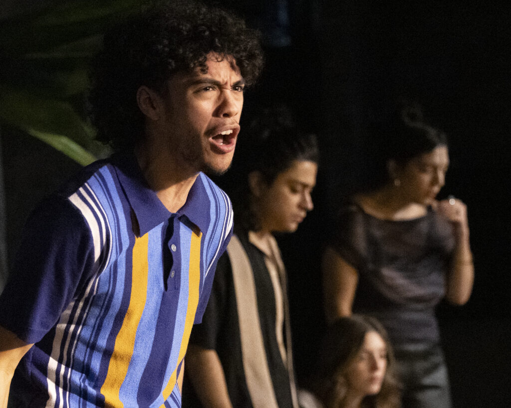 Isaiah Flores stars as Macbeth in SAC’s production of a Narcos-inspired Macbeth. Photo by Janelle Alemán.