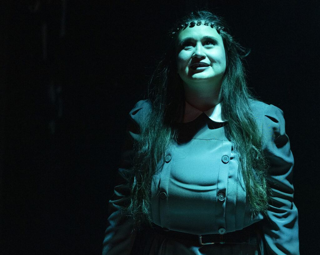 Annalyn Tomasini as Macbeth’s apparition in SAC’s production of a Narcos-inspired Macbeth. Photo by Janelle Alemán.