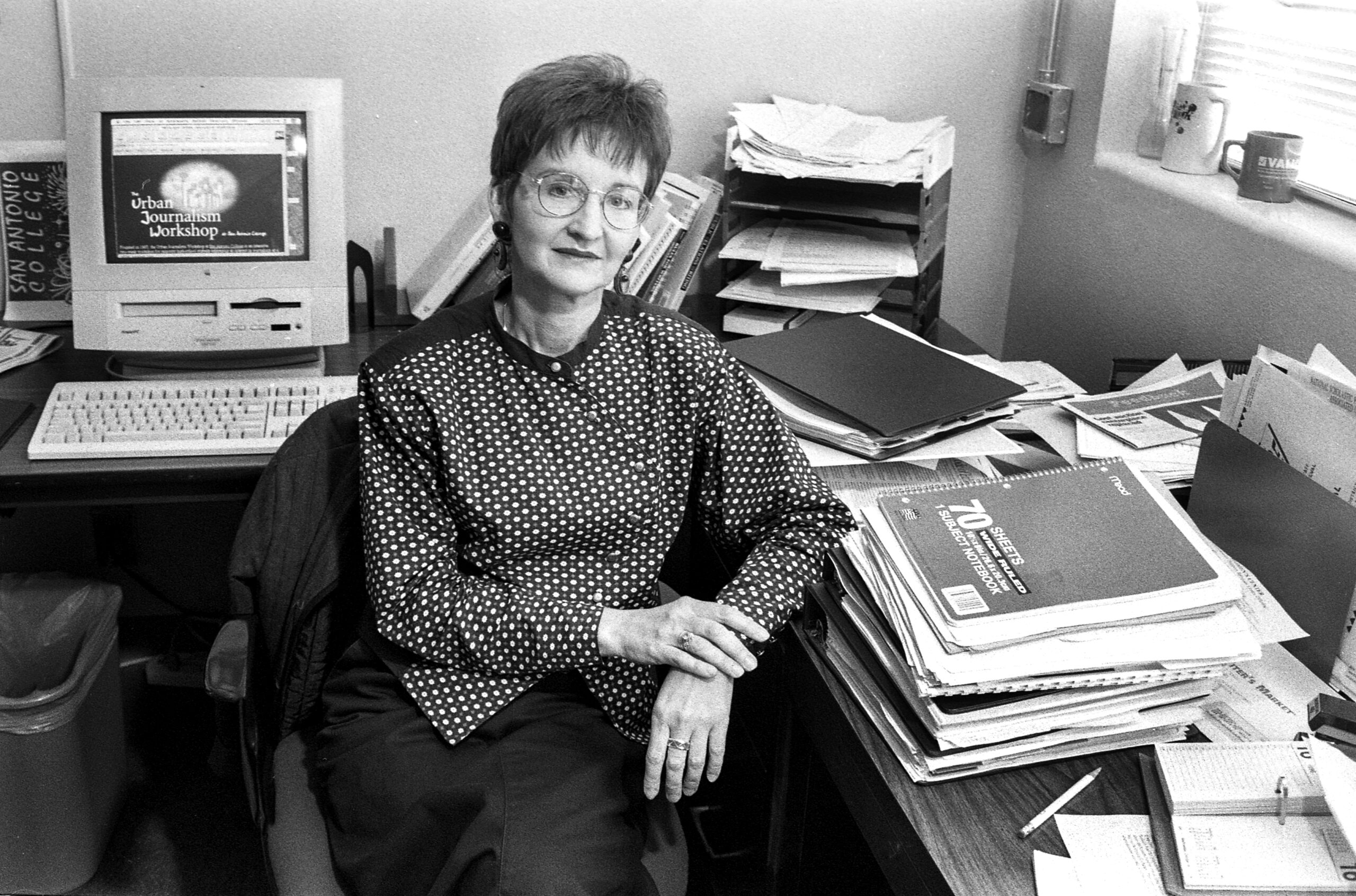 Journalism Professor and Ranger Advisor Marianne Odom in her office. Archive photo.