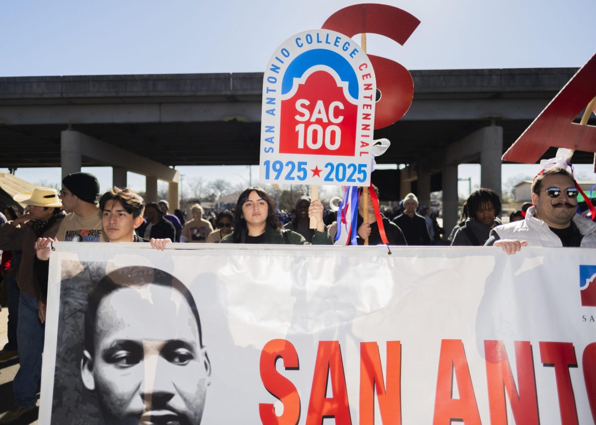 SAC Students mach together during the 39th Martin Luther King Jr. march Monday. Photo by Jacob R. Lopez