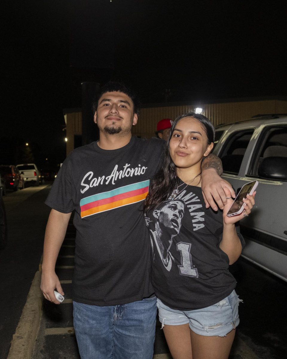 San Antonio Spurs fans gather on Southwest Military Drive, honking up and down the street after a historic Game 1 win on Monday. 